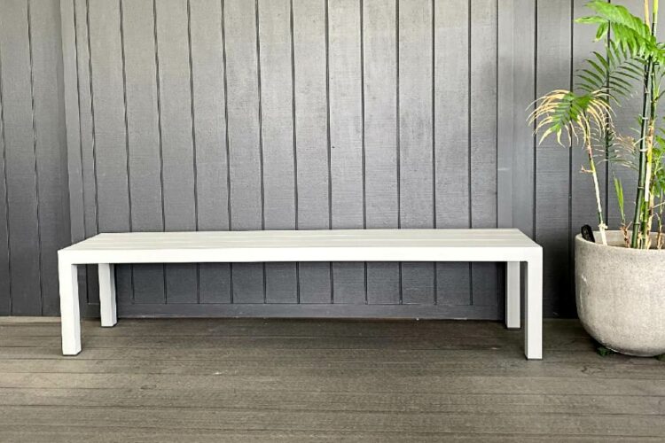 minimalist long grey bench outdoor